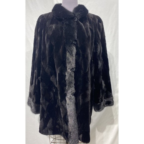 sheared mink sections stroller LH mink tux + cuffs reversible (96025)